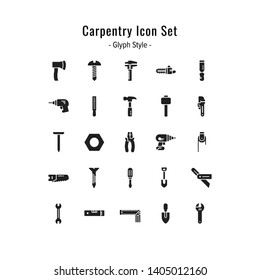 carpentry icon set. carpentry icons vetor. glyph icon style design