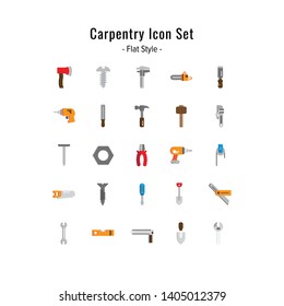 carpentry icon set. carpentry icons vetor. flat icon style design