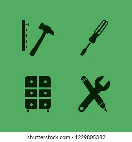 carpentry icon. carpentry vector icons set screwdriver, cabinet, wrench and pencil and hammer nails