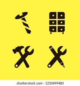 carpentry icon. carpentry vector icons set wrench and pencil, screw, wrench hammer and cabinet