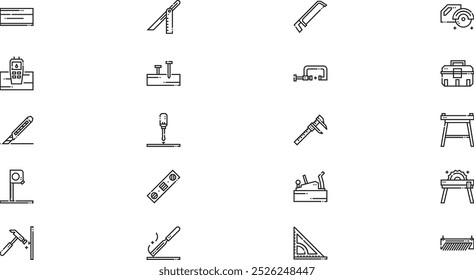 Carpentry icons High-Quality Vector Icons Collection with Editable Stroke. Ideal for Professional and Creative Projects.