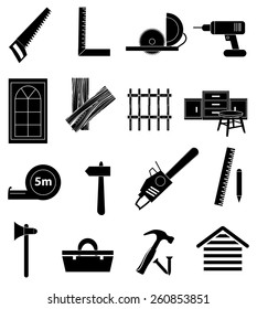carpentry icons set