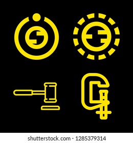 carpentry icons set with hammer, orbit and vise vector set