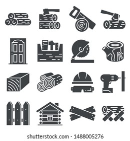 Carpentry industry equipment icons flat set with toolbox furniture vector illustration