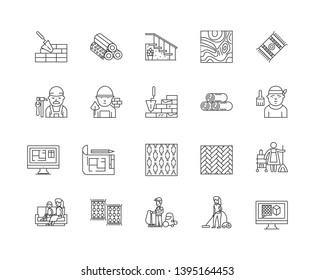 Carpentry line icons, signs, vector set, outline illustration concept 