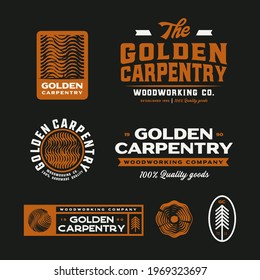 Carpentry logo Badge Design set