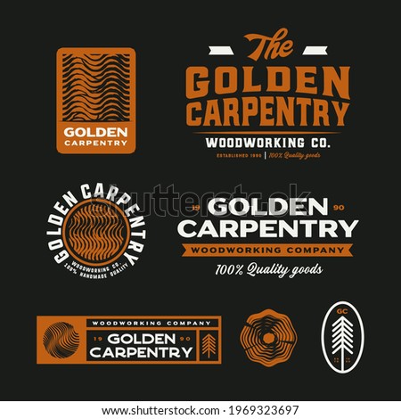 Carpentry logo Badge Design set
