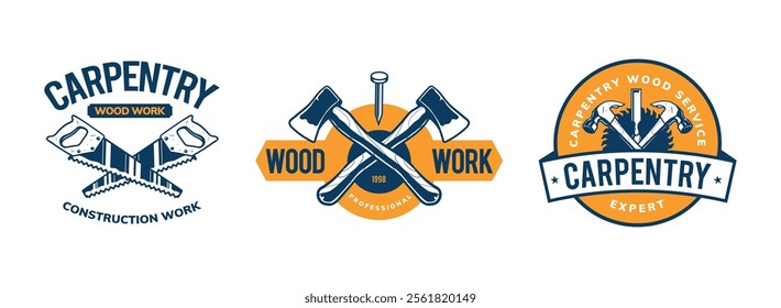 carpentry logo badge template design