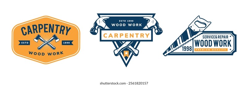 carpentry logo badge template design