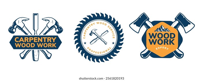 carpentry logo badge template design