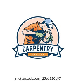 carpentry logo badge template design