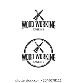 carpentry logo design, carpentry tool set, saw, r, circular saw, vintage, woodworking, vector, retro
