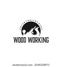 carpentry logo design, carpentry tool set, saw, circular saw, vintage, woodworking, vector, retro
