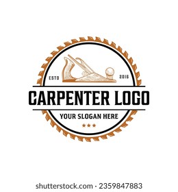 Carpentry Logo Design with Vector  Illustration, Hammer Steel Saws Carpenter logo and axe logo