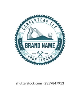 Carpentry Logo Design with Vector  Illustration, Hammer Steel Saws Carpenter logo and axe logo
