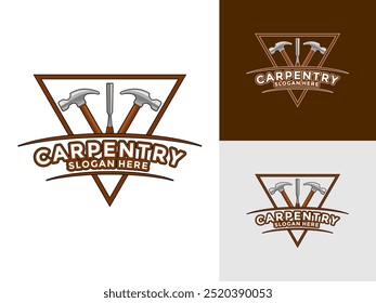 Ilustração de vetor de design de logotipo de carpintaria, Modelo de design de logotipo vintage retro de carpintaria