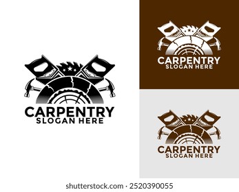 Carpentry logo design vector illustration, Carpentry woodworking retro vintage logo design template