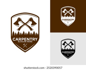Carpentry Logo Design Vektorgrafik, Holzbearbeitung Carpentry Retro Vintage Logo Design-Vorlage