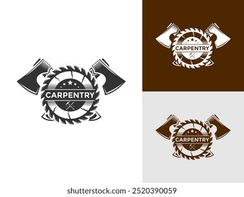 Ilustração de vetor de design de logotipo de carpintaria, Modelo de design de logotipo vintage retro de carpintaria