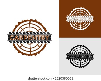 Ilustração de vetor de design de logotipo de carpintaria, Modelo de design de logotipo vintage retro de carpintaria