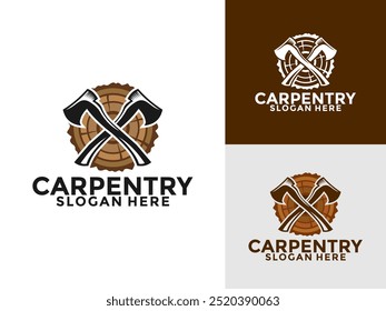 Carpentry logo design vector illustration, Carpentry woodworking retro vintage logo design template