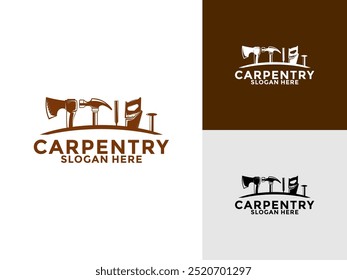 Carpentry logo design vector illustration, Carpentry woodworking retro vintage logo design template