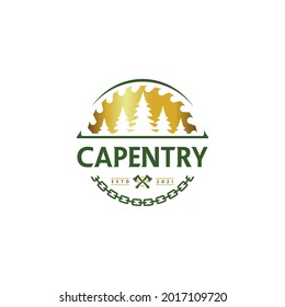 Carpentry Logo Design Vintage Vector