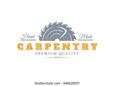 Carpentry logo. Elements for design on the carpentry theme. Modern labels of carpentry. Vector illustration 