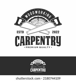 
carpentry retro vintage logo design