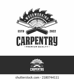 
carpentry retro vintage logo design