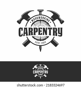 carpentry retro vintage logo design