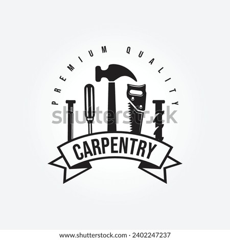 carpentry silhouette symbol icon vector. Woodworking retro vintage logo vector illustration design