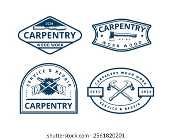 carpentry simple logo badge design