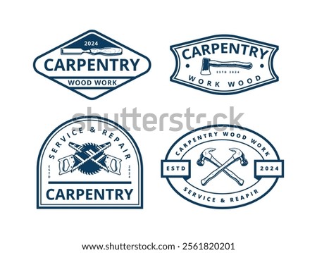 carpentry simple logo badge design
