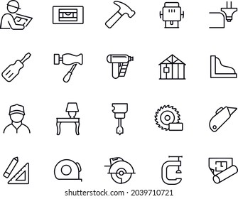 Carpentry simple Thin Line Icons vector design 