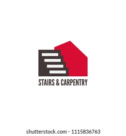 Carpentry stairs construction company vector isolated logo concept. Modern business icon