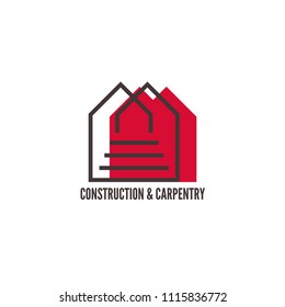 Carpentry stairs construction company vector isolated logo concept. Modern business icon