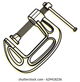 Carpentry Tool - C Clamp - Illustration