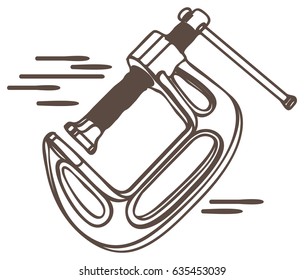 Carpentry Tool - C Clamp - Illustration 