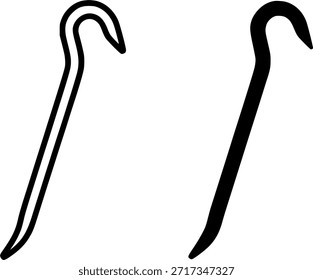 Symbol für Tischlerei, Crossbar-Illustration, Umriss- und Silhouettenversionen
