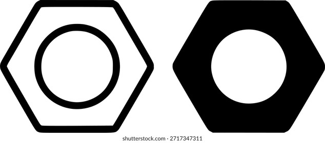 Symbol für Tischlerei, Mutter, Umriss und Silhouettenversionen