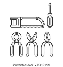 carpentry tools daily house repair vector art design outline line art