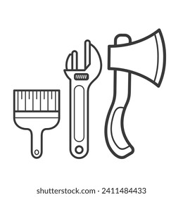 carpentry tools daily house repair vector art design outline line art