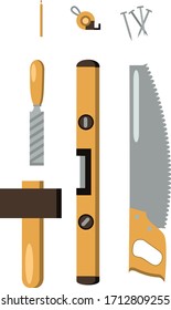 
carpentry tools flat illustration set