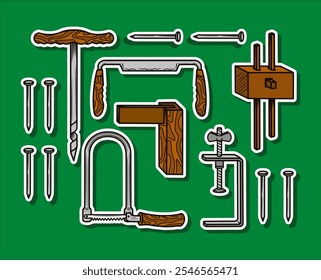 Carpentry Tools Hand Drawn Vector Illustration