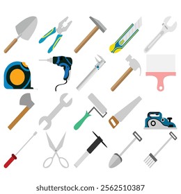 Carpentry Tools illustration set in blank background