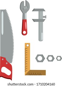 
carpentry tools with red handle set