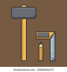 Carpentry tools vector design art for woodworking and construction. Home and handy carpenter tools vector icon arts