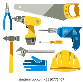 carpentry tools vector illustration isolated on white background