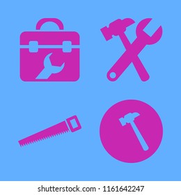 carpentry vector icons set. with wrench hammer, toolbox, hammer and saw in set